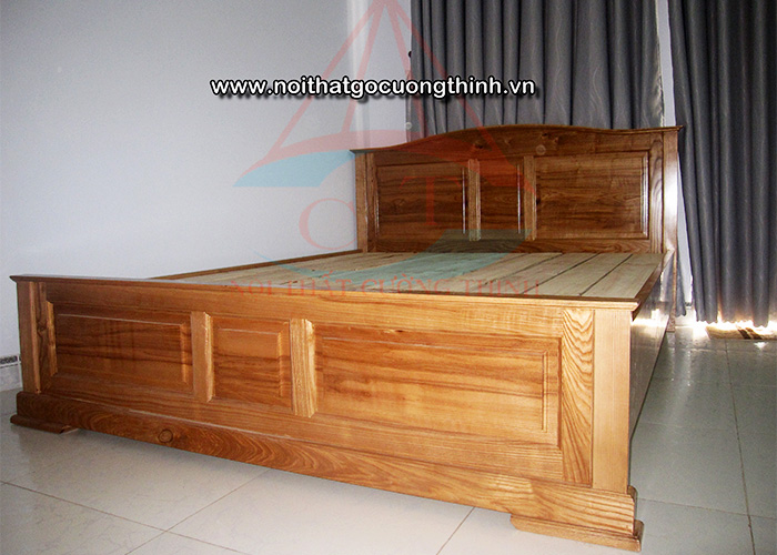 Giường ngủ đẹp gỗ tự nhiên kiểu hiện đại cho khách sạn