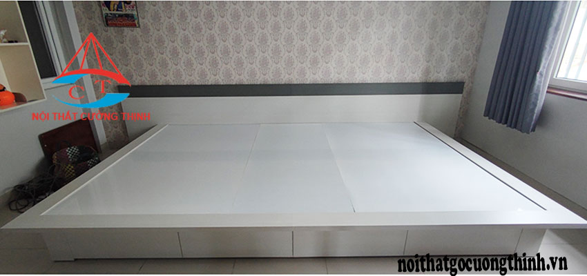 Giường ngủ gỗ công nghiệp có ngăn kéo cho 2 bé
