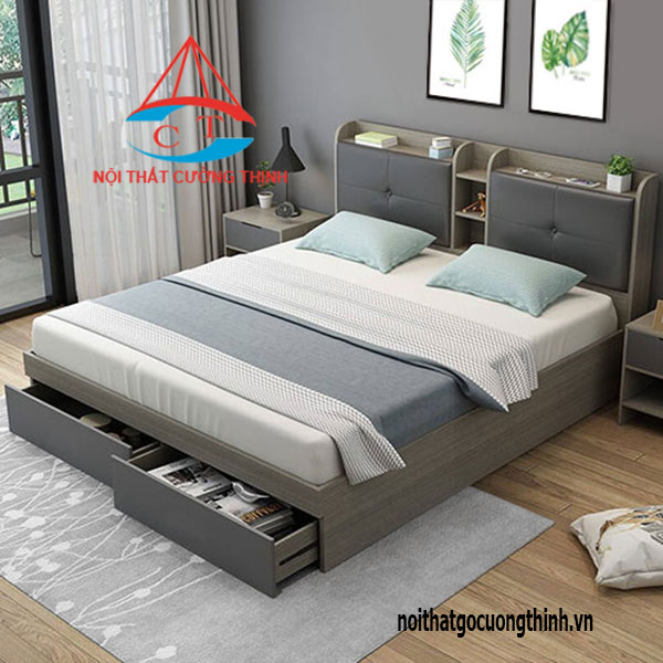 Mẫu giường hộp 1m8 hiện đại có ngăn kéo đẹp