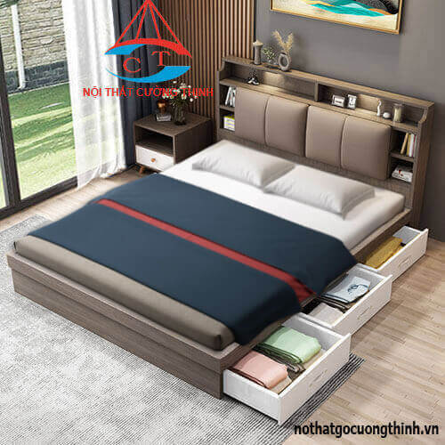 Giường ngủ 1m8x2m có ngăn kéo tiện ích