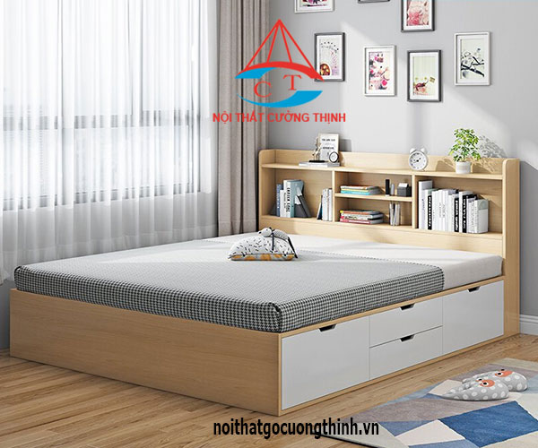 Mẫu giường ngủ đẹp đa năng có ngăn kéo gỗ hdf