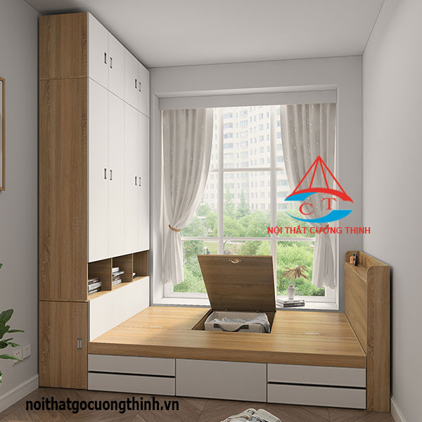 Giường ngủ có ngăn kéo đẹp liền tủ quần áo hiện đại