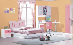 Mẫu phòng ngủ trẻ em cho bé gái phối hồng và trắng
