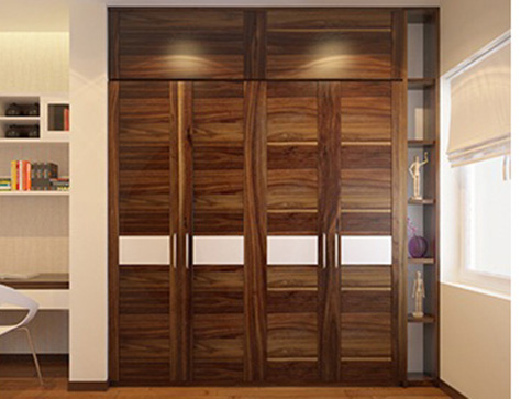 Mẫu tủ áo âm tường vân gỗ đẹp thiết kế mới nhất lắp đặt Quận 4 TPHCM