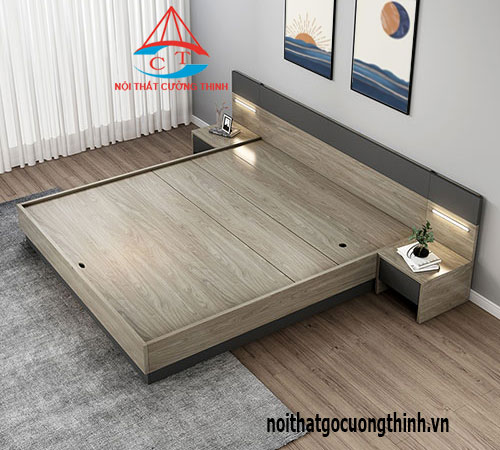 Giường ngủ 1m8 đơn giản hiện đại bằng gỗ giá rẻ tại xưởng