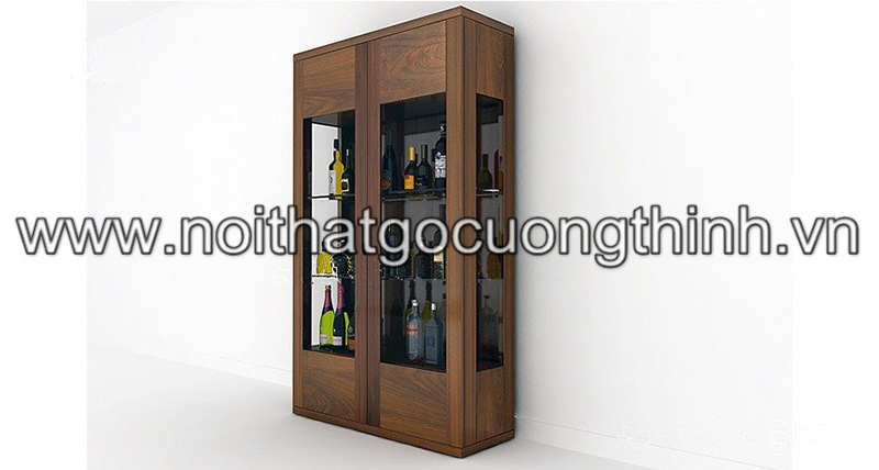 Tủ rượu bằng gỗ kết hợp kính sang trọng đẹp