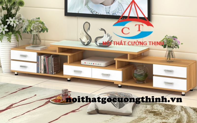 Mẫu tủ kệ tivi đẹp gỗ công nghiệp 2018 trang nhã