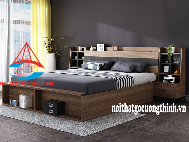 giường 1m8 gỗ công nghiệp MDF chống ẩm loãi xanh Melamine