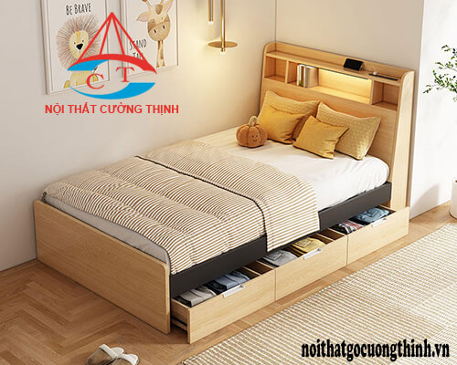 Giường ngủ có ngăn kéo tiện nghi và hiện đại