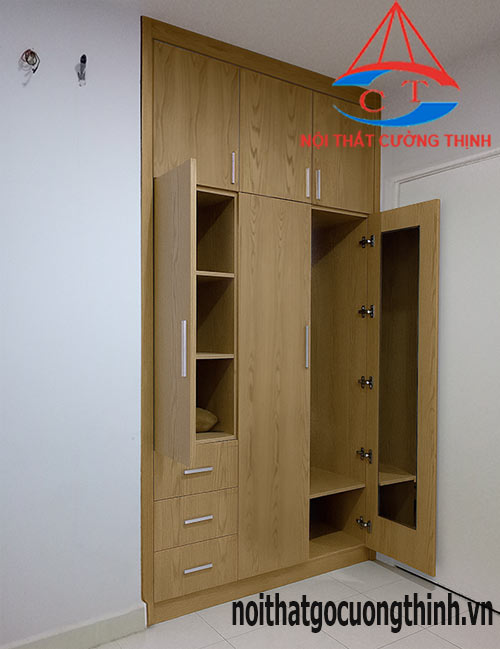 Mẫu tủ âm tường kịch trần đẹp bằng gỗ công nghiệp hiện đại