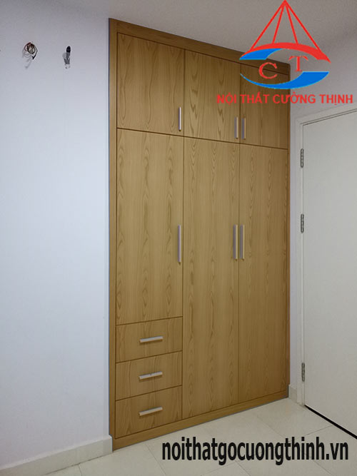 Tủ quần áo âm tường 3 cánh 3 buồng có ngăn kéo