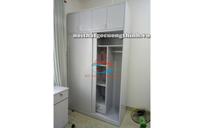 TỦ ÁO CỬA LÙA GỖ MDF XÁM ĐẸP