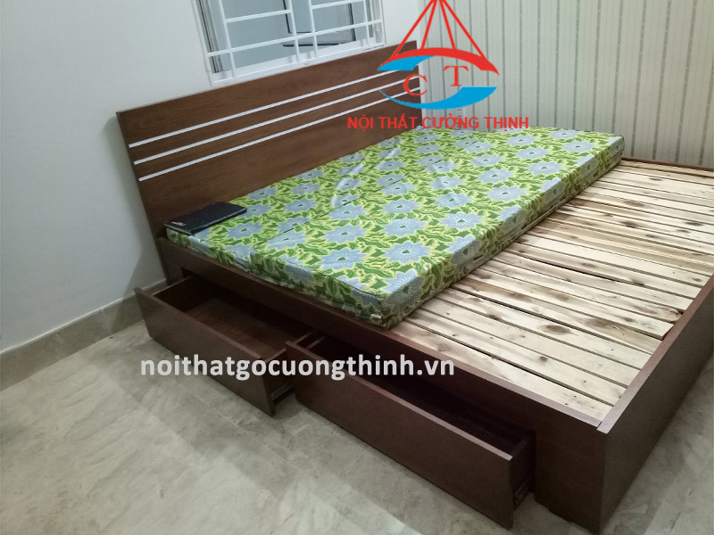 Mẫu giường 1m6 gỗ công nghiệp có ngăn kéo kiểu đẹp  