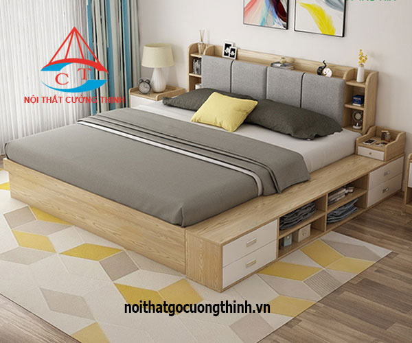 Mẫu giường ngủ gỗ đẹp tích hợp nhiều chức năng