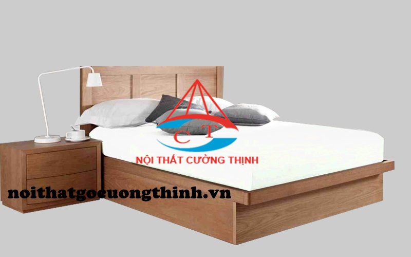 Giường ngủ đẹp gỗ công nghiệp GN48 vân gỗ Sồi tự nhiên 1m6 chung cư Sky9 Quận 9