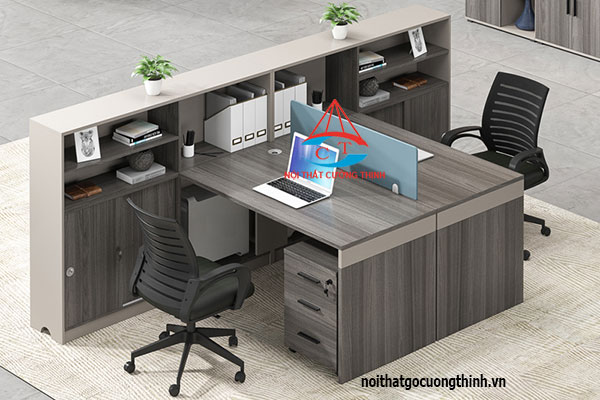 Mẫu bàn văn phòng kết hợp tủ hồ sơ gỗ công nghiệp chống ẩm