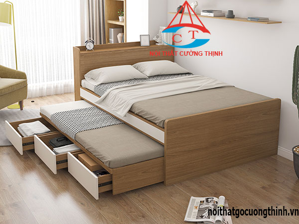 Giường ngủ thông minh có ngăn kéo bằng gỗ