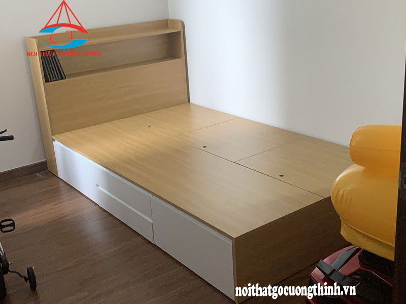 Giường ngủ có nhiều ngăn kéo đẹp hiện đại bằng gỗ công nghiệp