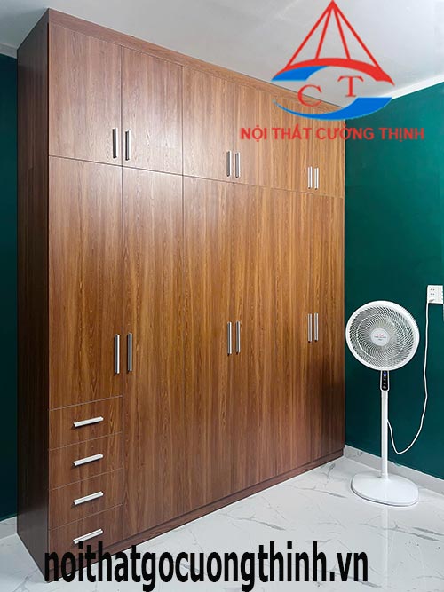 Mẫu tủ quần áo 3 buồng gỗ công nghiệp Melamine đẹp hiện đại 