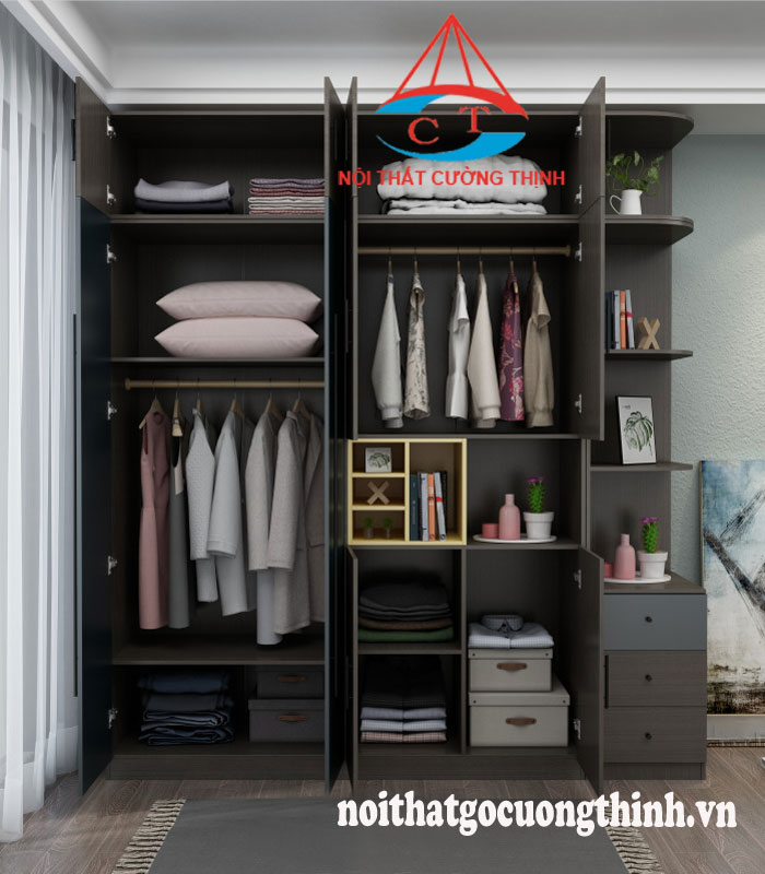 Tủ quần áo sát trần đa năng gỗ công nghiệp Melamine đóng theo quy cách phòng ngủ tại Quận Thủ Đức TPHCM