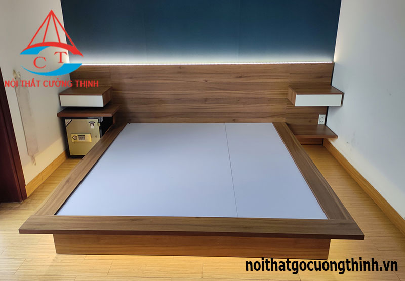 Giường gỗ công nghiệp chống ẩm kiểu Nhật 1m8 đẹp