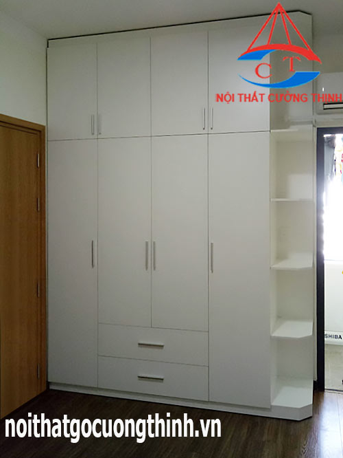 Tủ quần áo 4 cánh gỗ công nghiệp MDF trắng hiện đại