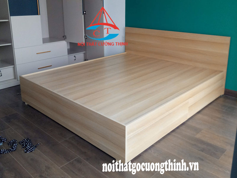 Mẫu giường ngủ 1m8 đơn giản đẹp hiện đại bằng gỗ công nghiệp