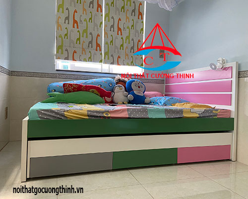 Giường ngủ trẻ em thông minh có hộc kéo tiện ích bằng gỗ
